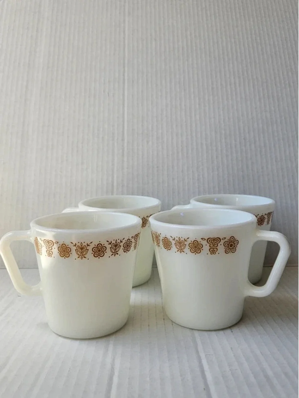 4 Vintage Pyrex butterfly gold mugs corning coffee cups MCM cottagecore